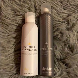 Shampooing foam. Leave in conditioner- dry bar